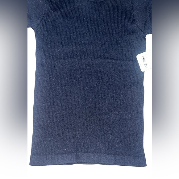 NWT Free People Black Ribbed Seamless Scoopneck Tee Basic Recycled Nylon XS - Picture 5 of 8
